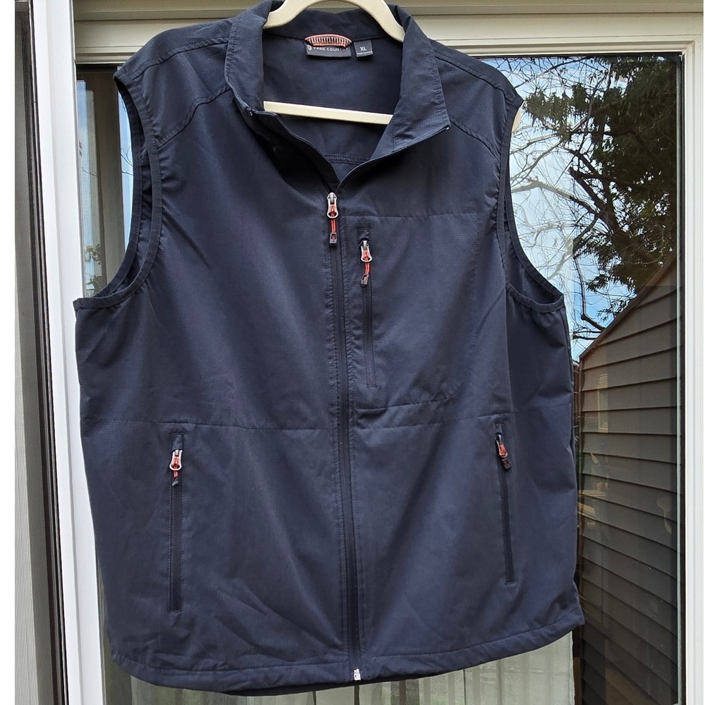 Free Country Mens XL Navy Blue Lightweight Ripstop Full Zip Outdoor Vest